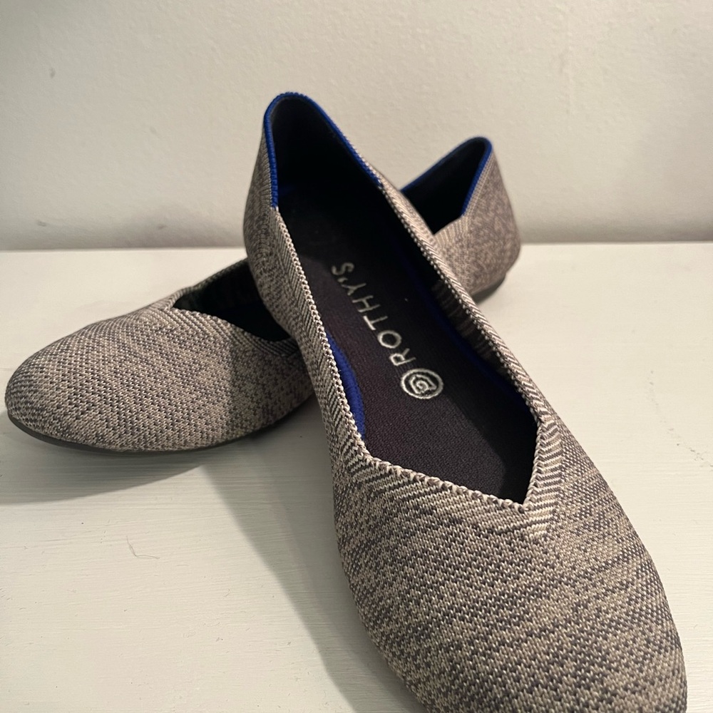 Rothy's The Flat Shoes Black/White Wardrobe Staple Ballerina Flats Women's 9.5 - Picture 5 of 5